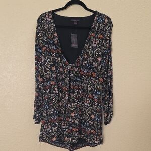 Material Girl Black Floral V-Neck Dress